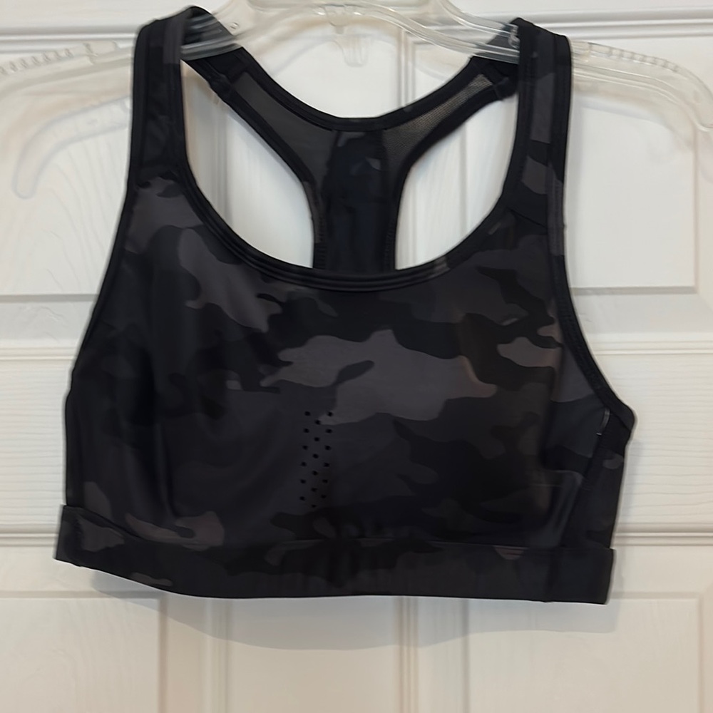 Avia Black and Gray Sports Bra with Racerback Design